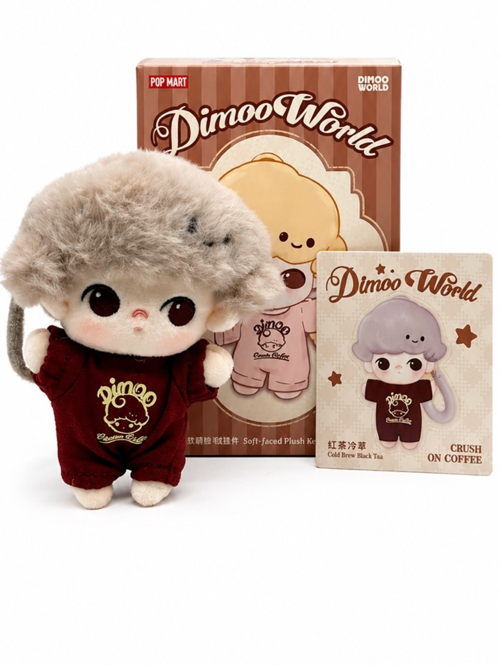 DIMOO Crush on Coffee Series-Soft-faced
Plush Keychain - Cold Brew Black Tea